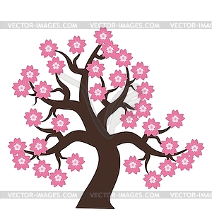 Дерево с цветами - графика в векторе