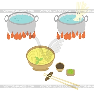 Cooking of noodle - vector image