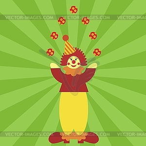 Clown on green background - vector clip art