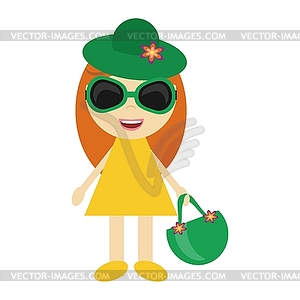 Nice girl going to the beach - vector image