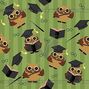 Seamless background with owls - vector clip art