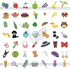 Set with many different objects - vector image