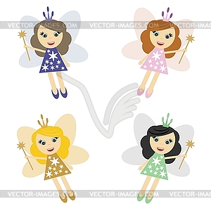 Four elfs on white background - vector image