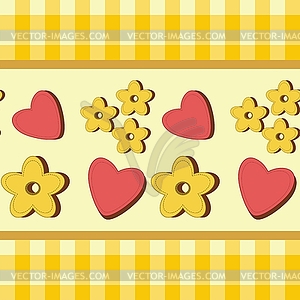 Background with hearts and flowers - vector image