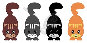 Four nice cats on white background - vector image