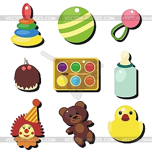 Child objects on white background - vector image