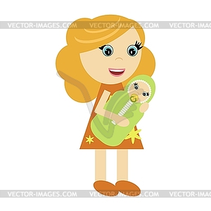 Woman with baby on white background - vector clipart