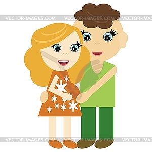 Pregnant woman and man - vector clipart / vector image