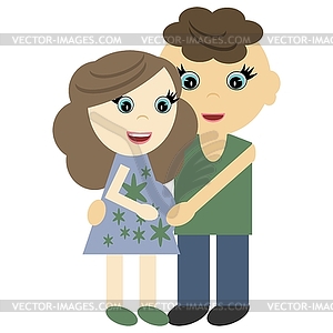 Pregnant woman and man - vector image