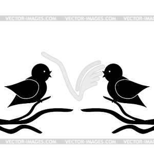 Two birds on twigs - vector image