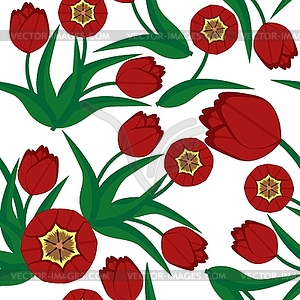 Seamless background with tulips - vector clipart