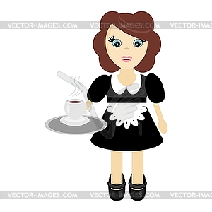 Nice young girl waiter - vector image