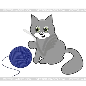 Cat with clew on white - vector clipart / vector image