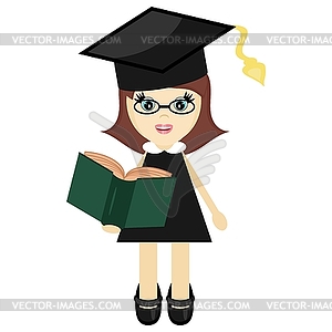 Young girl student with book - vector clipart