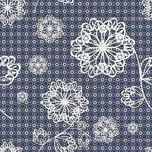 Seamless lace background with flowers - vector image