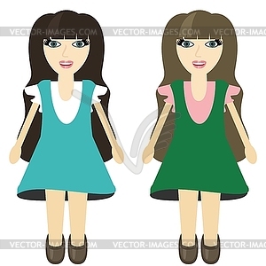 Two nice girls - vector clipart / vector image