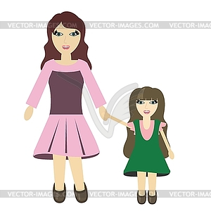 Mother and daughter on white - color vector clipart