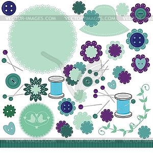 Scrapbooking set of objects on white - vector image
