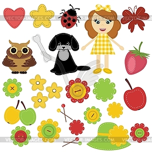 Scrap booking set on white background - color vector clipart