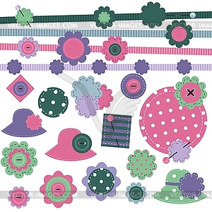 Scrapbooking set of objects on white - vector clip art