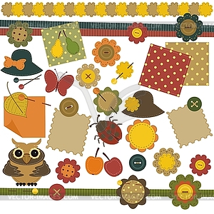Scrapbooking set with different objects - vector image