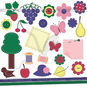 Set with scrap booking objects - vector clipart