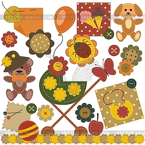 Scrapbook set with children objects - vector image