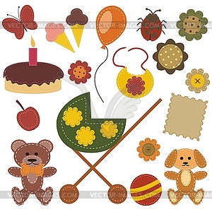 Scrapbook set with children objects - vector image