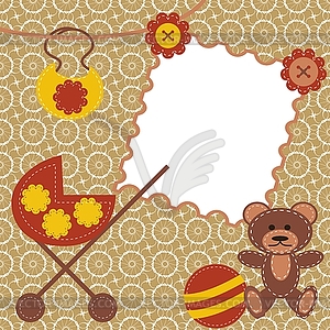 Children frame with perambulator scrapbook - vector clip art