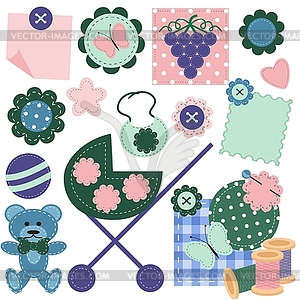 Scrapbook set with different objects - vector clipart