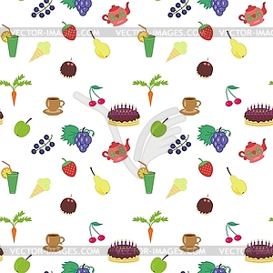 Seamless background with food and drinks - vector clip art