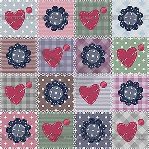 Patchwork background with different items - vector clip art