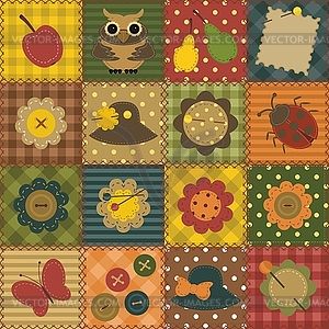 Patchwork background with different patterns - vector image