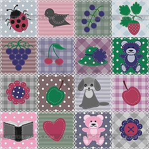 Patchwork background with different patterns - vector clipart