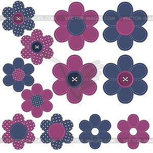 Set with scrapbook flowers and buttons - vector clipart / vector image