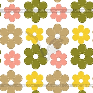 Seamless background with scrapbook flowers - vector clip art