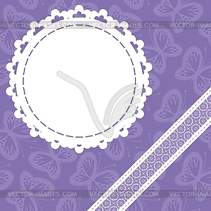 Scrapbook frame with butterflies and lace - vector image