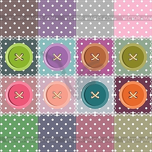 Patchwork background with buttons - vector image