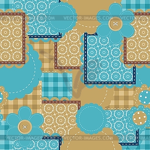 Seamless patchwork pattern with different objects - vector image