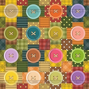 Patchwork background with buttons - vector clipart