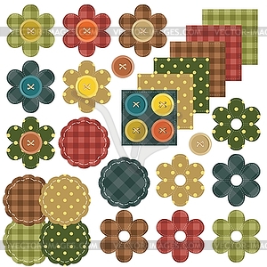 Set with scrapbook flowers  - vector image