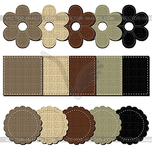 Set with leather scrapbook objects - vector clipart