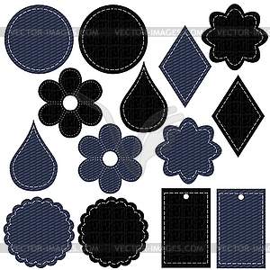 Set with leather and denim objects - vector clipart