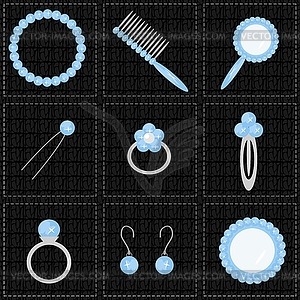 Set with lady objects - vector clipart / vector image