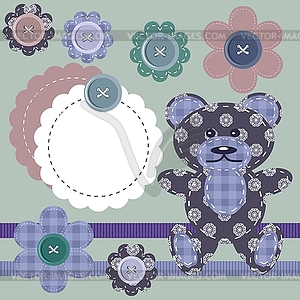 Scrapbook objects and teddy bear  - vector clipart