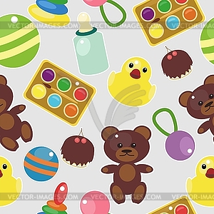 Seamless background with baby objects vector - vector clip art