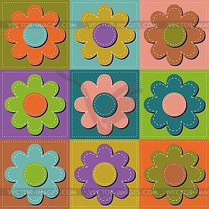 Patchwork background with flowers - vector clipart