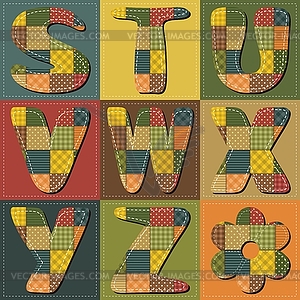 Patchwork scrapbook alphabet - vector clip art