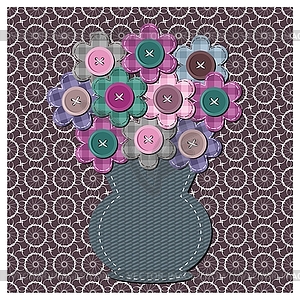 Scrapbook vase with flowers - vector image
