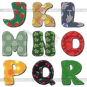 Textile scrapbook alphabet on white - vector clipart / vector image